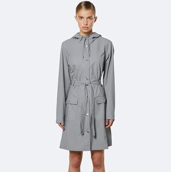 Rains Curve gray waterproof rain trench coat jacket size L/XL - Picture 1 of 9